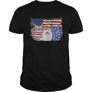 Cat 2 Flag Us American Flag Independence Day Veteran Shirt